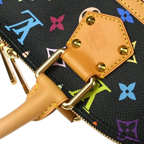 Louis Vuitton Black Monogram Multicolor Alma Handbag M92646 FL4057 184666 - Picture 7 of 9